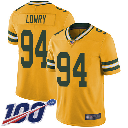 Green Bay Packers Limited Gold Men 94 Lowry Dean Jersey Nike NFL 100th Season Rush Vapor Untouchable